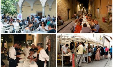 Una cena con i tavoli nella via centrale di un piccolo borgo, un chiostro del ‘500 pieno di gente che assaggia piatti e vini artigianali, un mercato di produttori: sono alcune delle immagini che caratterizzano un evento ricco e sfaccettato, il Festival del Recupero di Pianetto di Galeata (Forlì - Cesena)
