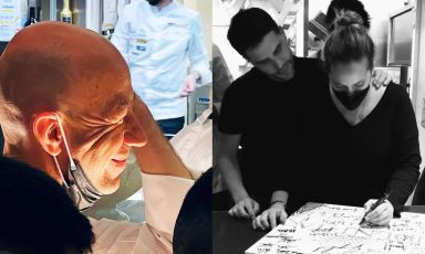 A sinistra uno scatto di Paolo Marchi di Riccardo Camanini poco prima del servizio all'Hub; a destra, Virgilio Martinez e Pia Leòn, chef del ristorante Central, tre stelle Michelin a Lima. Tutte le foto sono a cura di Marialuisa Iannuzzi
