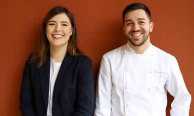 Lo chef Antonio Romano con Francesca Ricci, patro