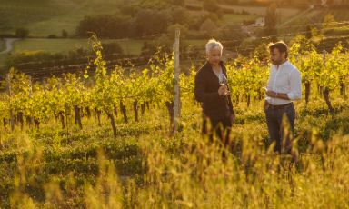 Curt Frasca e Matteo Gerbi in vigna: dal loro incontro &egrave; nato il progetto Frasca La Guaragna
