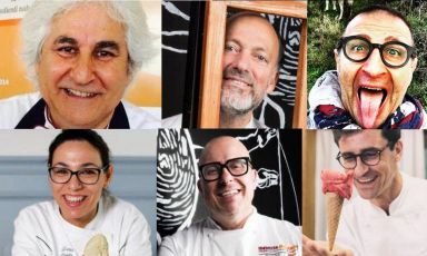 I relatori della mattinata dedicata a Identità di Gelato, sabato 23 marzo dalle 10:45 al Congresso di Identità: Enzo Crivella, Moreno Cedroni, Maurizio Bernardini, Lucia Sapia, Paolo Brunelli. E Iginio Ventura, gelatiere che interverrà il giorno dopo, domenica 24, a Identità di Formaggio

