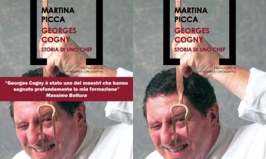 La copertina (con o senza fascetta, che reca una citazione di Massimo Bottura) di Georges Cogny - Storia di uno chef, testo in libreria dal 3 luglio, scritto da Martina Picca, con la prefazione di Andrea Grignaffini (Edizioni LOW, 12 euro, per acquistarlo clicca qui)
