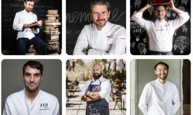 The protagonists of the 12th edition of Identità di Pasta, scheduled on Saturday 25th September in Sala Blu 1 at MiCo in Via Gattamelata, Milan (for registrations, click here). From the top left corner: Carlo Cracco, Andrea Berton, Antonio Biafora. Below: Antonio Ziantoni, Domingo Schingaro and Takeshi Iwai
