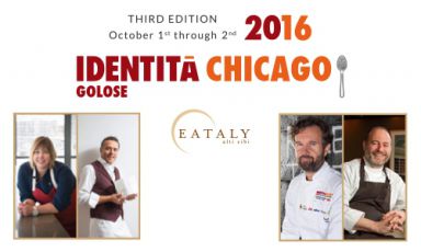 The protagonists of the third edition of Identità Golose Chicago: from left to the right Sarah Grueneberg and Giancarlo Perbellini, Carlo Cracco and Michael Tusk. Rob Wing, Executive Chef of Eataly Chicago, will partecipate at the lunch scheduled on Sunday October 2nd and leaded by Lidia Bastianich
