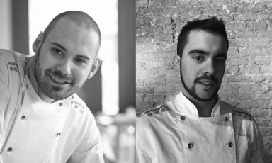 Ruben González e David Gil, chef di elBarri, "il progetto che unisce gastronomia e business vision" di Ferran e Albert Adrià a Barcellona. I due giovani catalani saranno relatori a Identità di Caffè, una giornata intera, lunedì 7 marzo, studiata in collaborazione con Lavazza per indagare sui nuovi orizzonti del caffè in cucina
