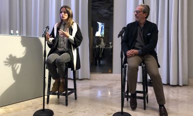 Valeria Margherita Mosca, forager e fondatrice di Wooding Food Lab e Marco Bay, architetto paesaggista,&nbsp;a Identit&agrave; Golose Milano marted&igrave; sera scorso
