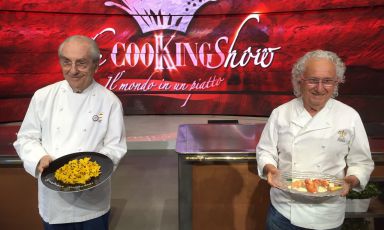 Gualtiero Marchesi and Ezio Santin: the two Italian fine dining masters visited Identità Expo, and then continued to the Rai studios for The Cooking Show