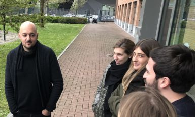 Beppe Palmieri nella pausa della lezione tenuta il 12 aprile scorso a 30 studenti del Master in "Food and wine communication", in collaborazione tra Università Iulm di Milano e Gambero Rosso
