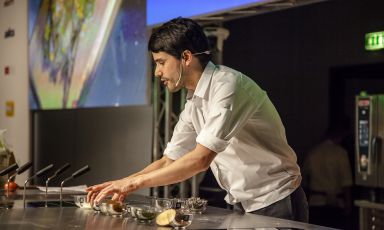 Virgilio Martinez led the Peruvian delegation, featured in the auditorium on the third and last day at Identità Milano. Photo by Brambilla/Serrani, translation into English by Slawka G. Scarso
