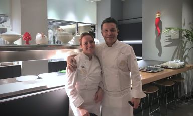 Roberta Merolli e Giovanni Solofra a Identit&agrave; Golose Milano. Sono rispettivamente pastry chef e chef del Tre Olivi al Savoy Beach Hotel di Paestum, in Cilento
