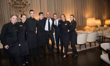 Roman Enrico Camelio, born in 1971, with his guys at Majestic. He’s a teacher at the Pellegrino Artusi Catering School in Rome and a fine dining consultant 