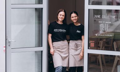 Mythila Shilke e&nbsp;Ilze Sire,&nbsp;fondatrici di June Collective&nbsp;
