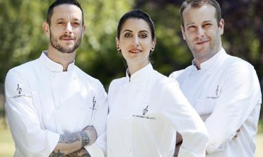 Da sinistra: Marco Summonte, Francesca Acquaviva e Andrea Bistaffa. La squadra che gestisce Lo Gnomo Gelato a Milano
