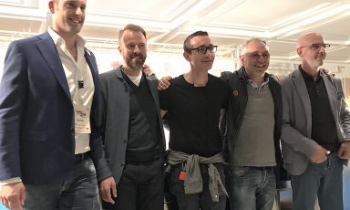 I cinque maestri pizzaioli che si sono raccontati durante l'ultima edizione delle Strade della Mozzarella mercoledì 23 maggio a Capaccio - Paestum. Da sinistra: Salvatore Salvo, Simone Padoan, Gino Sorbillo, Enzo Coccia e Franco Pepe
