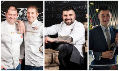 I protagonisti del nuovo appuntamento de I Grandi Maestri della Pizza a Identit&agrave; Golose Milano: Francesco e Salvatore Salvo, Gennaro Battiloro e il barman Mattia Pastori
