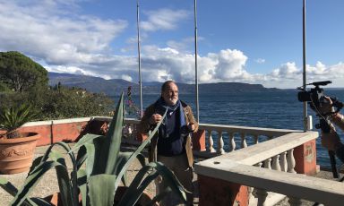 Paolo Marchi on the terrace of the parking of Lido 84, the restaurant of Riccardo and Giancarlo Camanini in Gardone Riviera (Brescia)
