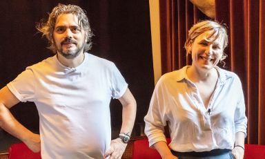 Matteo Baronetto (Del Cambio, Torino) e Antonia Klugmann (L'Argine di Vencò, Gorizia), autori a Torino di un menu a 4 mani che ha fatto il tutto esaurito (50 coperti). Prossimo appuntamento al Cambio, ottobre 2021 con Pino Cuttaia (foto di Davide Dutto)
