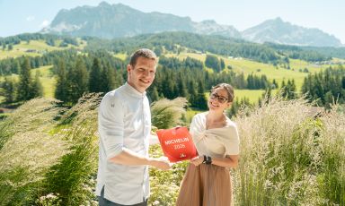 &nbsp;Marco Verginer e Michaela&nbsp;Mair con la prima stella Michelin per il Porcino
