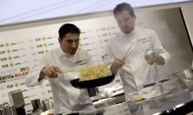 Fabio Pisani and Alessandro Negrini, chefs at Il Luogo di Aimo e Nadia in Via Montecuccoli in Milan, will be two of the 14 protagonists of Cuochi DuepuntoZero (literally Chefs 2.0), the cooking show event organised by Identità Golose within Host, from this Friday to Tuesday in Rho Fiera Milano (photo by A. Castiglioni)