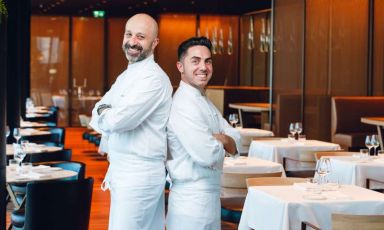 Niko Romito e l'executive chef Giacomo Amicucci del ristorante contenuto nell'hotel Bulgari di Dubai, 2 stelle Michelin da oggi
