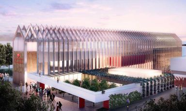 A photo of the future pavilion of Spain at Expo Milano 2015: while the day of the opening is approaching, the presentations and the previews of what will happen at the World Fair increase 

