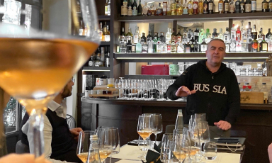 Marco Parusso a L'Alchimia di Milano durante la degustazione che celebra i 50 anni di questa famiglia del vino
