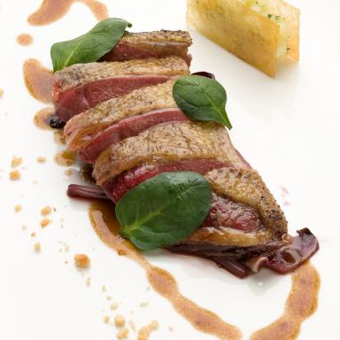 Pigeon baked in oak ash with cooked must sauce 