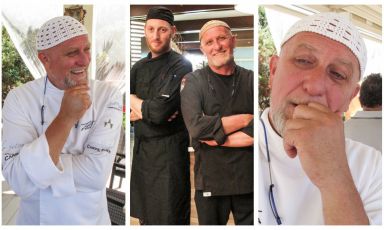Marcello Rossi, il "Pirata", è chef di lungo corso, espertissimo di materia ittica, e sovrintende tre cucine a San Vincenzo (Livorno), quelle del Nautica Beach, del Mistral e soprattutto del Mariva, in quest'ultimo caso in coppia col suo sous Alessandro Paonessa (con lui nella foto al centro). Una storia da raccontare
