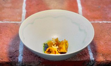 Plin, peposo di pollo, patate e tartufo: gran piatto dello chef Mattia Parlanti a Palazzo Tiglio di San Pancrazio, frazione di Bucine (Arezzo). Tutte le foto dei piatti sono di Tanio Liotta
