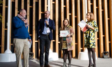 Da sinistra: Paolo Marchi, Alessandro Locatelli Expo project manager per Acqua Panna S.Pellegrino, Caterina Ceraudo e Lisa Casali