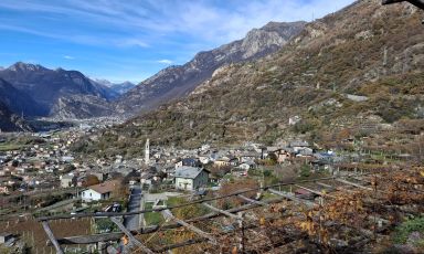 Una panorama di Carema dai terrazzamenti
