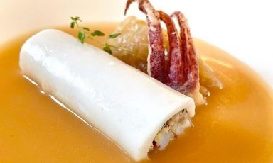 Il Calamaro alla Malvasia delle Eolie è il Piatto dell'estate 2022 dello chef Giuseppe Geraci del ristorante Modì a Torregrotta, Messina
