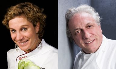 Ana Ros e Davide Scabin, rispettivamente chef di Hisa Franko a Caporetto (Slovenia) e chef del Combal.zero di Rivoli (Torino), autori del menu a 4 mani di sabato 18 luglio prossimo, ore 19.30 e 21. Costo 75 euro per 4 portate, vini compresi, prenotazioni expo@magentabureau.it e +39.02.62012701