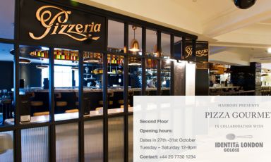 Dal sito di Harrods, l'annuncio di Pizza Gourmet, "in collaboration with Identità Golose London". Appuntamento da martedì 27 a sabato 31 ottobre, ovviamente a Londra