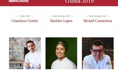 A screenshot with some of the people awarded by the Guida ai Ristoranti d'Italia, Europa e Mondo di Identità Golose 2019, Identità Golose’s guide to restaurants in Italy, Europe and the rest of the world. As of ten days ago, it’s also available in English. Click here to read the reviews 
