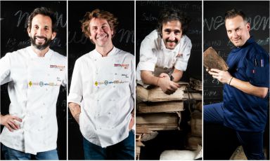 Left to right, Portuguese chef José Avillez, Turkish Mehmet Gürs, Spanish Diego Guerrero and German Tim Raue, four of the international guests at Identità Milano 2019. All photos from Brambilla-Serrani
