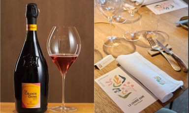 La Grande Dame Rosé 2015 di Veuve Clicquot  e la mise en place al ristorante Orma di Roma. Foto di Stefano Delia
