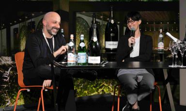 Il sorriso di Cristiana e Niko Romito, sul palco di Identità di Sala 2019, realizzato in collaborazione con Cantine Ferrari (tutte le foto Brambilla / Serrani)
