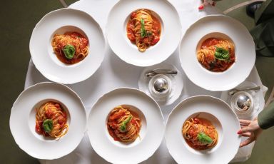 Lo Spaghetto al pomodoro di Marco Coppola al Tramae di Palazzo Talìa, a Roma
