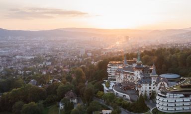 The sweeping view over Zurich from The Dolder Grand
