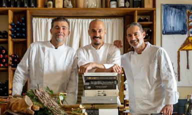 Gianluca Chessa, Christian Krawczyk e Adriano Zucca, ossia il trio ai fornelli di La Saletta ad Alghero, in sardegna
