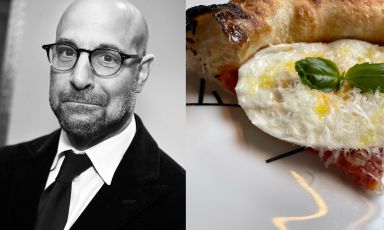 L'attore statunitense Stanley Tucci, al cuore delle serie tv&nbsp;Stanley Tucci: searching for Italy e&nbsp;Tucci in Italy che celebrano tutto il buono dell'Italia da gustare, compresa la straordinaria pizza di Confine, a Milano
