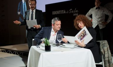 Giulia Fidone, in a photo taken on the stage of Identità Milano 2015 during 