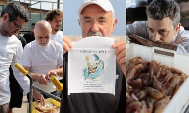 Fausto Fratti, al centro, tra gli ospiti "alieni" Giuseppe Iannotti e Corrado Assenza, a sinistra, e Gianluca Gorini, a destra
