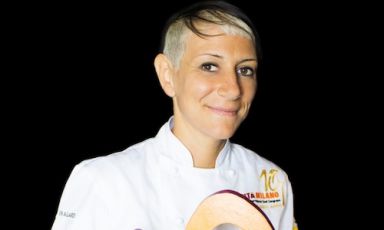 Roberta Pezzella, pastry-chef at Heinz Beck’s La Pergola at Rome Cavalieri, here on the occasion of Identità Milano 2014, where she held a lesson on bread together with Federica Racinelli (photo Brambilla-Serrani)