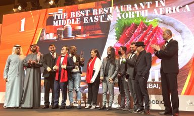 The team at restaurant @3.fils in Dubai, Asian cuisine with a strong Japanese influence. They won the first edition of the MENA (Middle East & North Africa’s) 50 Best Restaurants, hosted at the Conrad Etihad Towers in Abu Dhabi, in the Arab Emirates
