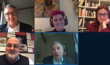 The speakers at the webinar with William Drew, co