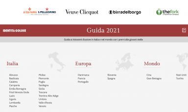 The homepage of the Guida ai Ristoranti di Identità Golose 2021, online as of noon CET on Thursday 18th March. At 11, the online presentation ceremony, with all the Awards to the Young Stars 

