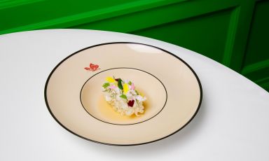 Gadus, gadus, gadus è il Piatto del 2022 della chef Karime Lopez, del ristorante Gucci Osteria da Massimo Bottura, una stella Michelin, a Firenze
