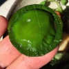 A detail of the previous dish, charming: ravioli made with nasturtium leaves and filled with prawns 